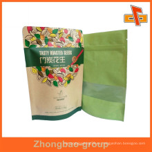 Stand up bolsa de embalaje de alimentos a prueba de humedad con ventana y cremallera